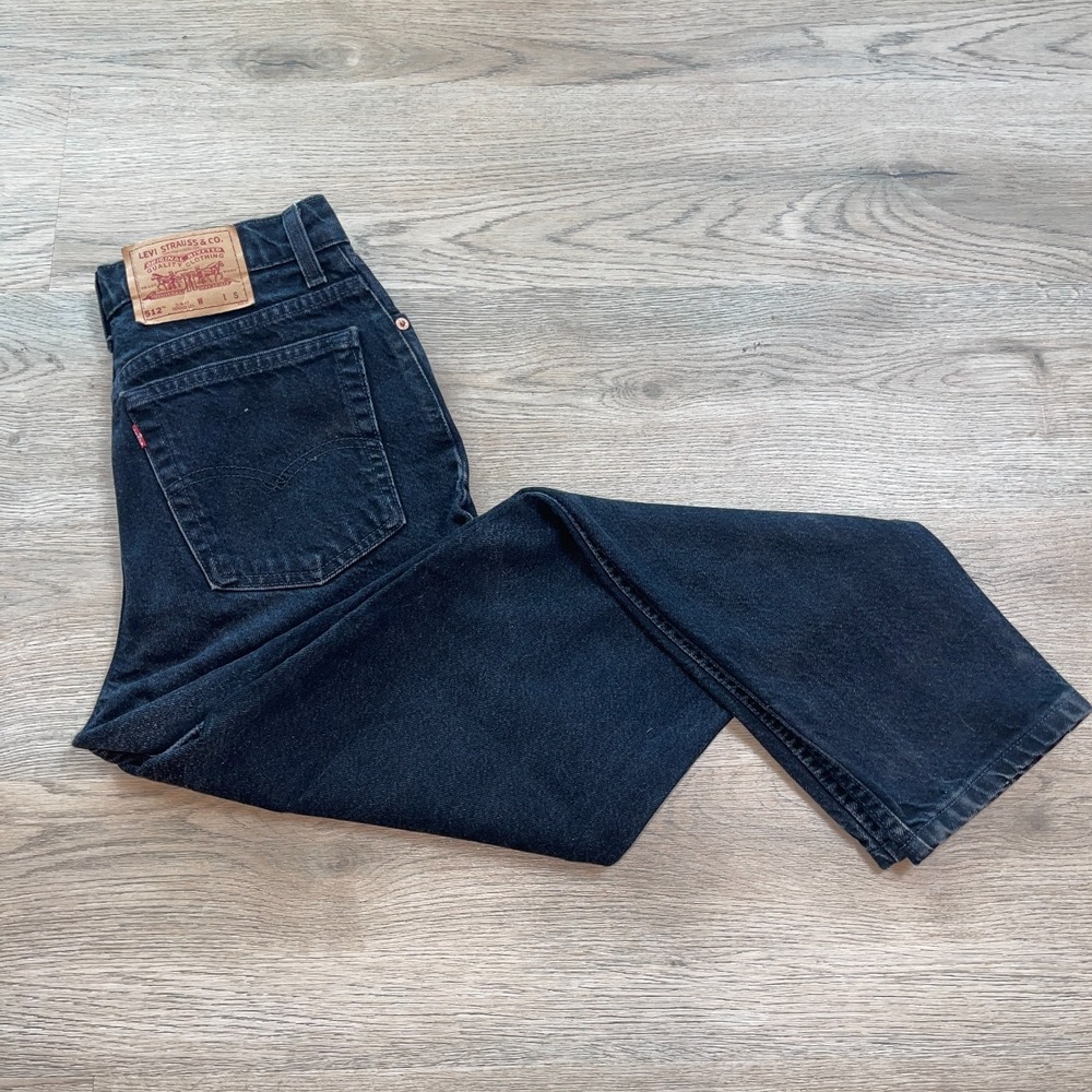 Vintage Levis 512 Jeans Womens 11 Short Made in USA Black Tapered High Rise